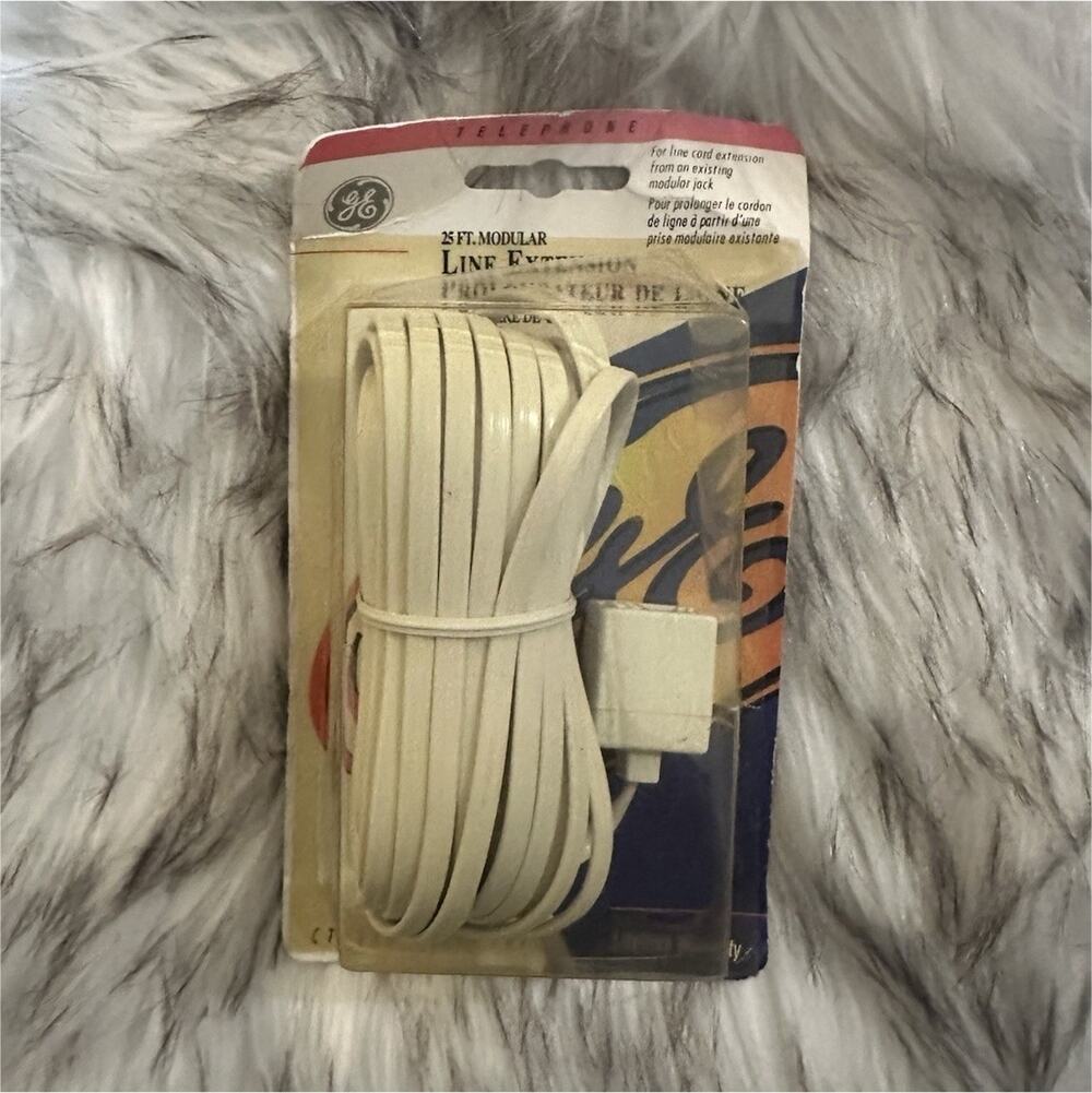 GE 25 ft Beige Flat Phone Line Cord RJ-11 to RJ-11 Extension
